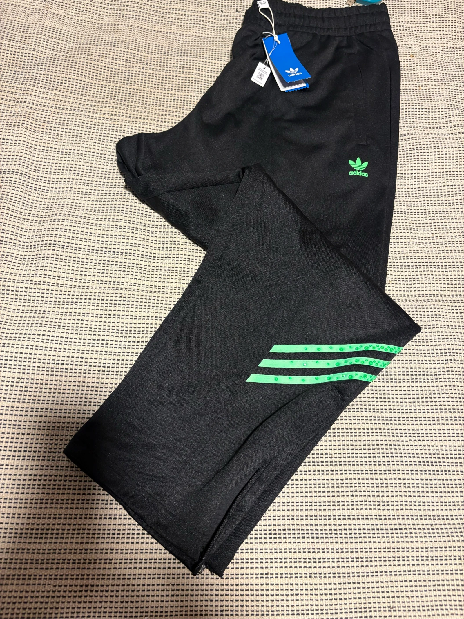 adidas originals x swarovski track pant 2xl black green crystal rhinestone joggers – photo 2